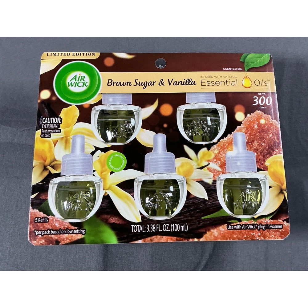 Air Wick Brown Sugar & Vanilla Scented Oil Refill 5 Count Limited Edition Plugin